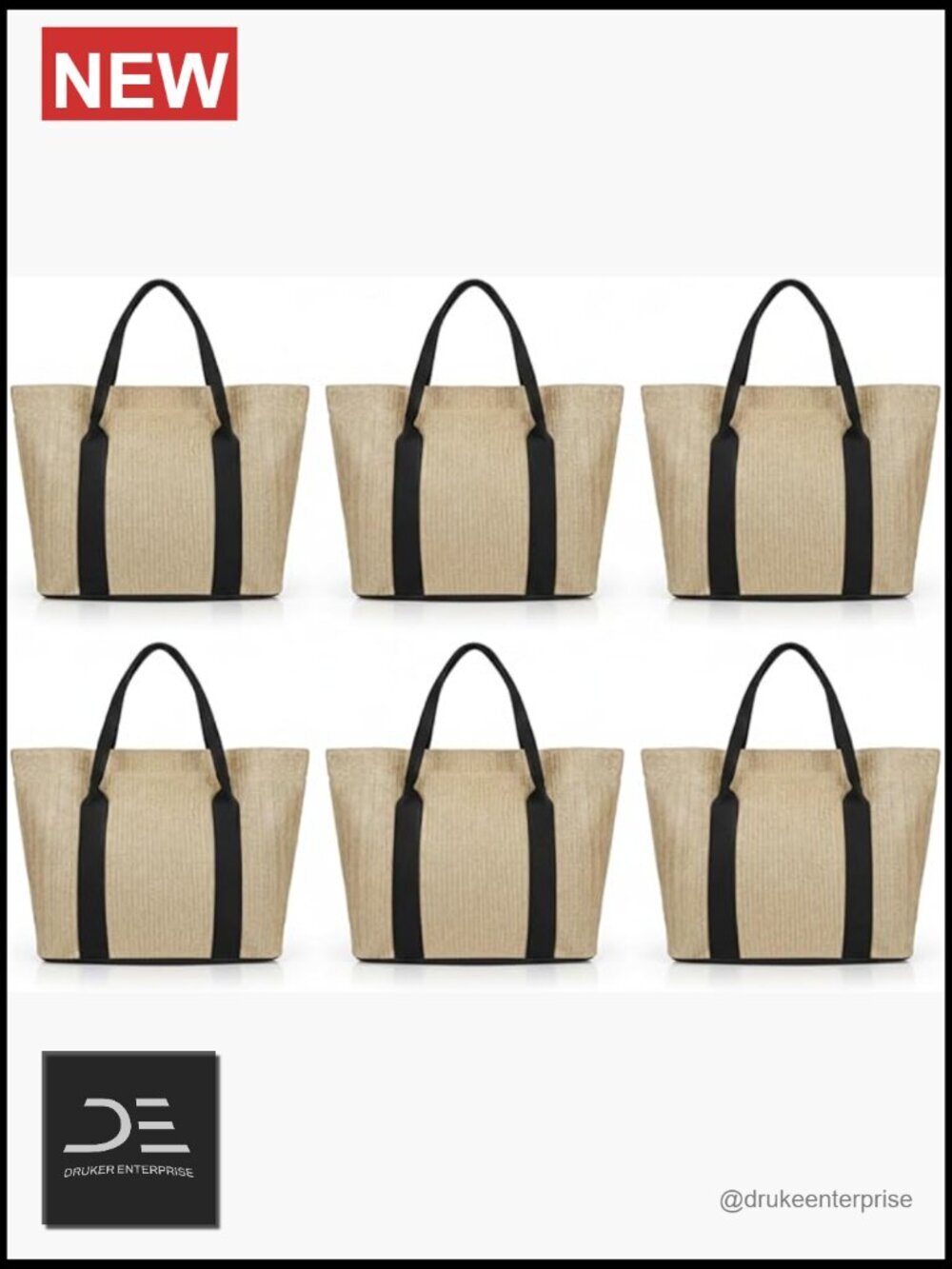Burlap Tote Bag with Handles - Set of 6 for Beach Bridal Shower
